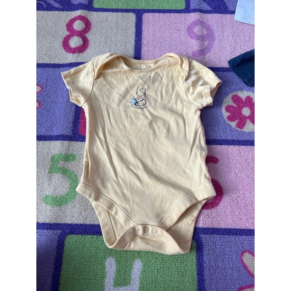 Disney Baby Winnie the Pooh Primark Baby Boy Yellow Short Sleeve Onesie NWOT